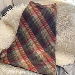 Willi Smith Red and Green Plaid wool blend Midi Skirt